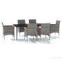 Juego de comedor de jardín 7 piezas con cojines gris y negro de , Conjuntos de jardín - Ref: Foro24-3099351, Precio: 603,44 €...
