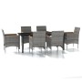 Juego de comedor de jardín 7 piezas con cojines gris y negro de , Conjuntos de jardín - Ref: Foro24-3099339, Precio: 603,62 €...