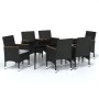Juego de comedor de jardín 7 piezas con cojines negro de , Conjuntos de jardín - Ref: Foro24-3099345, Precio: 534,51 €, Descu...