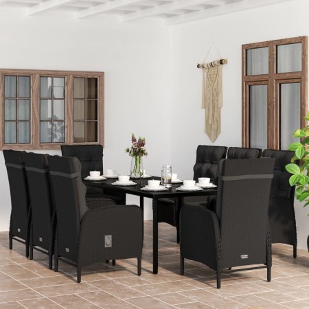 Juego de comedor de jardín 9 piezas con cojines negro de , Conjuntos de jardín - Ref: Foro24-3099358, Precio: 1,00 €, Descuen...