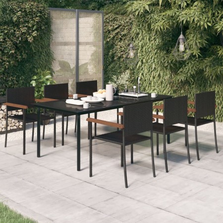 Juego de comedor para jardín 7 piezas negro de , Conjuntos de jardín - Ref: Foro24-3099417, Precio: 541,06 €, Descuento: -5%%