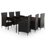 Juego de comedor de jardín 7 piezas con cojines negro de , Conjuntos de jardín - Ref: Foro24-3099429, Precio: 1,00 €, Descuen...