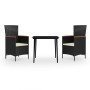 Juego de comedor de jardín 3 piezas con cojines negro de , Conjuntos de jardín - Ref: Foro24-3099443, Precio: 379,66 €, Descu...