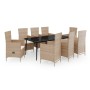 Juego de comedor de jardín 9 piezas con cojines beige de , Conjuntos de jardín - Ref: Foro24-3099460, Precio: 1,00 €, Descuen...
