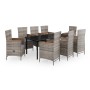 Juego de comedor de jardín 9 pzas con cojines gris de , Conjuntos de jardín - Ref: Foro24-3099436, Precio: 1,00 €, Descuento: %