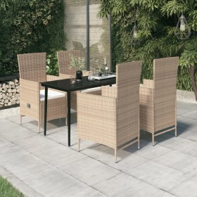 Juego de comedor de jardín 5 piezas con cojines beige de , Conjuntos de jardín - Ref: Foro24-3099457, Precio: 576,08 €, Descu...