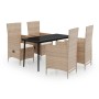 Juego de comedor de jardín 5 piezas con cojines beige de , Conjuntos de jardín - Ref: Foro24-3099457, Precio: 576,08 €, Descu...