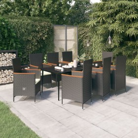 Juego de comedor de jardín 9 piezas con cojines negro de , Conjuntos de jardín - Ref: Foro24-3099448, Precio: 1,00 €, Descuen...