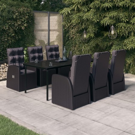 Juego de comedor de jardín 7 piezas con cojines negro de , Conjuntos de jardín - Ref: Foro24-3099483, Precio: 1,00 €, Descuen...