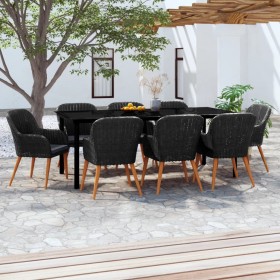 Juego de comedor de jardín 9 piezas con cojines negro de , Conjuntos de jardín - Ref: Foro24-3099510, Precio: 967,67 €, Descu...