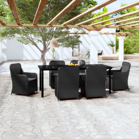 Juego de comedor de jardín 7 piezas con cojines negro de , Conjuntos de jardín - Ref: Foro24-3099533, Precio: 1,00 €, Descuen...