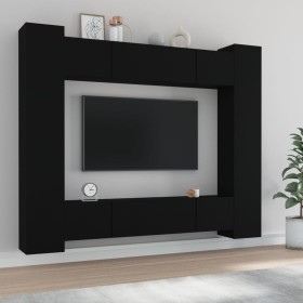 Set de muebles para TV 8 piezas madera contrachapada negro de , Muebles TV - Ref: Foro24-3114231, Precio: 395,75 €, Descuento...