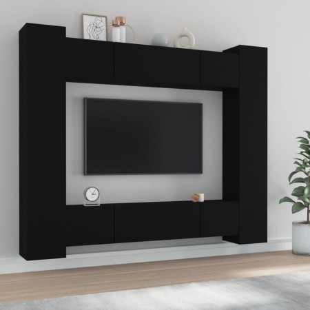 Set de muebles para TV 8 piezas madera contrachapada negro de , Muebles TV - Ref: Foro24-3114231, Precio: 395,75 €, Descuento...