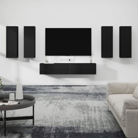 Set de muebles para TV 6 piezas madera contrachapada negro de , Muebles TV - Ref: Foro24-3114343, Precio: 252,77 €, Descuento...