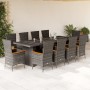 Set de comedor de jardín 11 pzas y cojines ratán sintético gris en Conjuntos de jardín | Comprar online en Foru.es