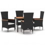 Set de muebles jardín 5 pzas con cojines ratán sintético negro de , Conjuntos de jardín - Ref: Foro24-3157529, Precio: 398,62...