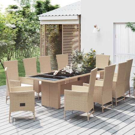 Set comedor de jardín 11 pzas con cojines ratán sintético beige de , Conjuntos de jardín - Ref: Foro24-3157574, Precio: 1,00 ...