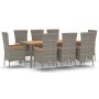Set comedor jardín 9 pzas y cojines ratán sintético gris de , Conjuntos de jardín - Ref: Foro24-3157543, Precio: 731,25 €, De...