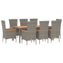 Set comedor jardín 9 pzas y cojines ratán sintético gris de , Conjuntos de jardín - Ref: Foro24-3157543, Precio: 731,25 €, De...
