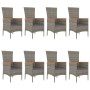 Set comedor jardín 9 pzas y cojines ratán sintético gris de , Conjuntos de jardín - Ref: Foro24-3157543, Precio: 731,25 €, De...