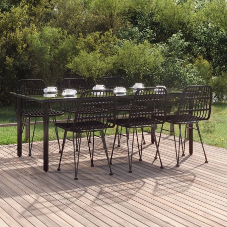 Juego de comedor de jardín 7 piezas ratán sintético negro de , Conjuntos de jardín - Ref: Foro24-3157899, Precio: 673,73 €, D...