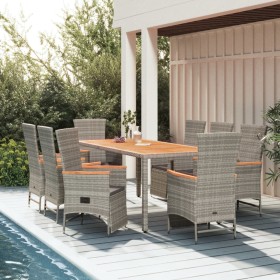 Set comedor jardín 9 pzas y cojines ratán sintético gris de , Conjuntos de jardín - Ref: Foro24-3157560, Precio: 1,00 €, Desc...