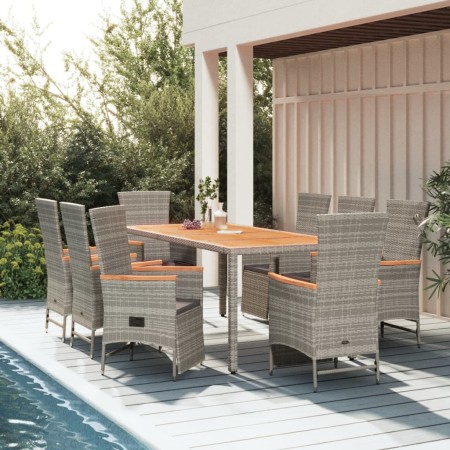 Set comedor jardín 9 pzas y cojines ratán sintético gris de , Conjuntos de jardín - Ref: Foro24-3157560, Precio: 1,00 €, Desc...