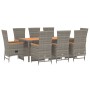 Set comedor jardín 9 pzas y cojines ratán sintético gris de , Conjuntos de jardín - Ref: Foro24-3157560, Precio: 1,00 €, Desc...