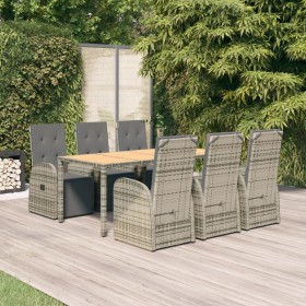 Set comedor jardín 7 pzas y cojines ratán sintético gris de , Conjuntos de jardín - Ref: Foro24-3157595, Precio: 1,00 €, Desc...