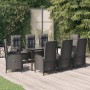 Set de comedor de jardín 9 pzas y cojines ratán sintético negro de , Conjuntos de jardín - Ref: Foro24-3185196, Precio: 1,00 ...