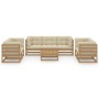 Muebles de jardín 8 piezas con cojines de madera de pino maciza de vidaXL, Conjuntos de jardín - Ref: Foro24-3076507, Precio:...