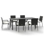Set de comedor de jardín 7 pzas y cojines ratán sintético negro de , Conjuntos de jardín - Ref: Foro24-3185135, Precio: 575,5...