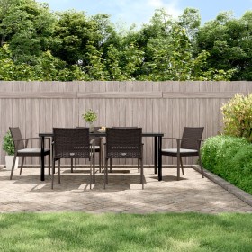 Juego comedor jardín 7 piezas y cojines ratán sintético y acero de , Conjuntos de jardín - Ref: Foro24-3186997, Precio: 631,8...