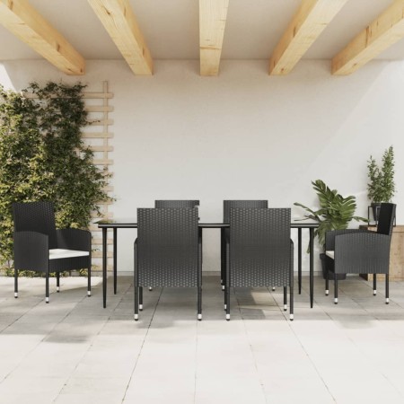 Juego de comedor de jardín 7 pzas ratán sintético y acero negro de , Conjuntos de jardín - Ref: Foro24-3203310, Precio: 405,2...