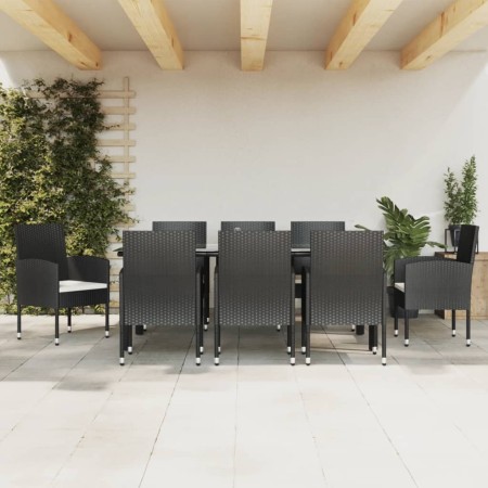 Juego de comedor de jardín 9 pzas ratán sintético y acero negro de , Conjuntos de jardín - Ref: Foro24-3203319, Precio: 498,3...
