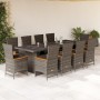 Set de comedor de jardín 11 pzas y cojines ratán sintético gris en Conjuntos de jardín | Comprar online en Foru.es
