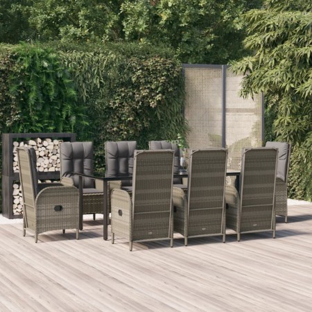 Set comedor jardín 9 pzas y cojines ratán sintético negro gris de , Conjuntos de jardín - Ref: Foro24-3185204, Precio: 1,00 €...