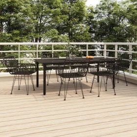 Juego de comedor de jardín 7 piezas ratán sintético negro de , Conjuntos de jardín - Ref: Foro24-3157871, Precio: 638,57 €, D...