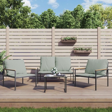 Juego muebles de jardín 3 pzas y cojines acero gris antracita de , Conjuntos de jardín - Ref: Foro24-364110, Precio: 341,90 €...