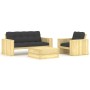 Set muebles de jardín y cojines 3 pzas madera pino impregnada de , Conjuntos de jardín - Ref: Foro24-3065774, Precio: 599,22 ...
