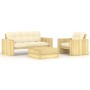 Set muebles de jardín y cojines 3 pzas madera pino impregnada de , Conjuntos de jardín - Ref: Foro24-3065776, Precio: 586,16 ...