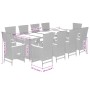 Set de comedor de jardín 11 pzas y cojines ratán sintético gris en Conjuntos de jardín | Comprar online en Foru.es