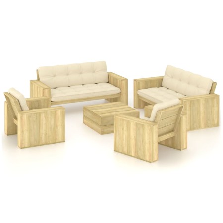 Set muebles de jardín y cojines 5 pzas madera pino impregnada de , Conjuntos de jardín - Ref: Foro24-3065788, Precio: 1,00 €,...