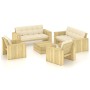 Set muebles de jardín y cojines 5 pzas madera pino impregnada de , Conjuntos de jardín - Ref: Foro24-3065788, Precio: 1,00 €,...
