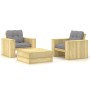 Set muebles de jardín y cojines 3 pzas madera pino impregnada de , Conjuntos de jardín - Ref: Foro24-3065805, Precio: 454,63 ...
