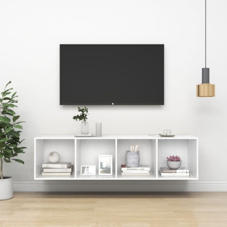 TV de pared con madera contrachapada blanco 37x37x142,5 cm de , Muebles TV - Ref: Foro24-805489, Precio: 61,13 €, Descuento: ...