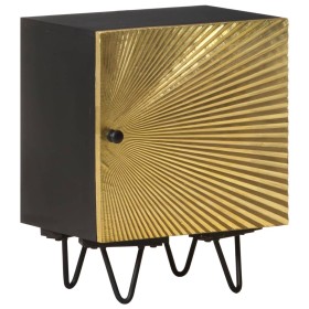Mesita de noche con frontal de latón mango maciza 40x30x50 cm de , Mesitas de noche - Ref: Foro24-322680, Precio: 126,03 €, D...