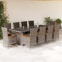 Set de comedor de jardín 11 pzas y cojines ratán sintético gris en Conjuntos de jardín | Comprar online en Foru.es