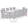 Set de comedor de jardín 11 pzas y cojines ratán sintético gris en Conjuntos de jardín | Comprar online en Foru.es