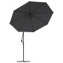 Sombrilla voladiza con luces LED y poste de acero negra 300 cm de , Sombrillas - Ref: Foro24-47136, Precio: 131,64 €, Descuen...